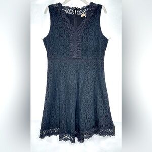 Loft Black Lace Dress Fit & Flare Lined Scalloped Hem‎ Dark Romantic Goth Sz 10P